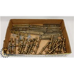 18 VINTAGE DRAWER PULLS WITH BRASS COLORED PLATES