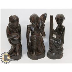 3 CARVED FIGURES 10" HIGH