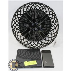 BASKET WITH LARGE PORTABLE DVD WRITER AND WIRELESS