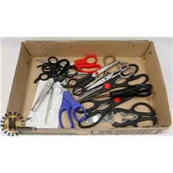 FLAT OF MOSTLY UTILITY SCISSORS.