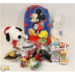 BOX OF ASSORTED TOYS INCL SNOOPY, POCKET POP NINJA