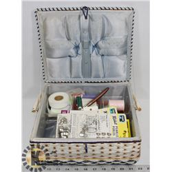 SEWING BASKET WITH CONTENTS