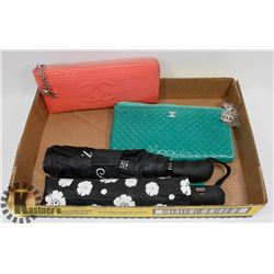 FLAT OF NEW PURSES AND UMBRELLAS