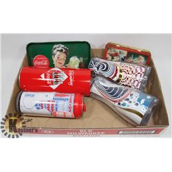 FLAT OF COCA COLA DRINK/ SERVING ACCESSORIES