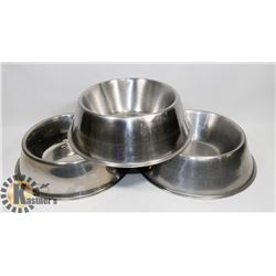 PAIR OF LARGE STAINLESS STEEL DOG BOWLS