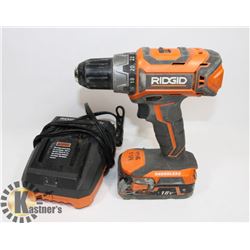 RIDGID CORDLESS SCREWGUN AND BATTERY AND CHARGER
