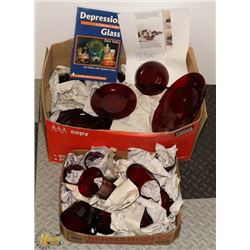 ROYAL RUBY DEPRESSION GLASS, 4 PIECE DINNER SET