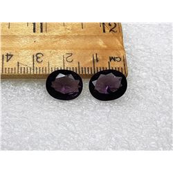 13)  LOT OF 2 MATCHED OVAL AMETHYST