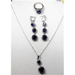 15)  SUITE OF PURPLE ONYX & SILVER TONE