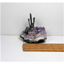5)  NATURAL AMETHYST GEODE WITH
