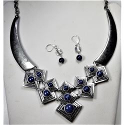 13)  SILVER TONE AND LAPIS LAZULI BOHO