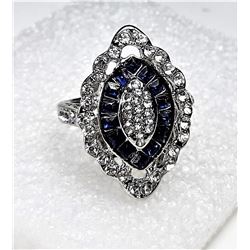 2)  ART DECO STYLE WHITE AND BLUE