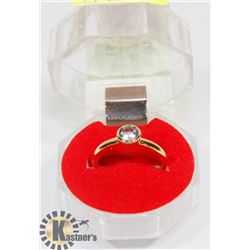 #217-GENUINE BLUE TOPAZ GEMSTONE RING SIZE 7