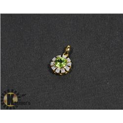 #126-GENUINE GREEN PERIDOT & CZ PENDANT