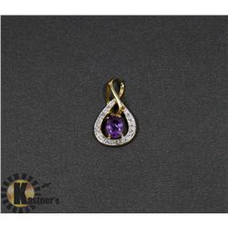 #108-GENUINE AMETHYST & CZ PENDANT