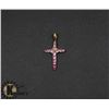 Image 1 : #132-RUBY & PINK SAPPHIRE PENDANT (CROSS)