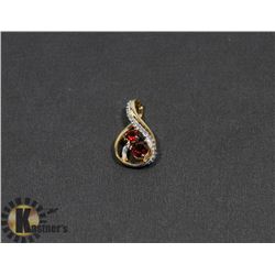 #112-GENUINE RED GARNET & CZ PENDANT