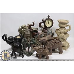 BOX OF 9 ELEPHANT ORNAMENTS