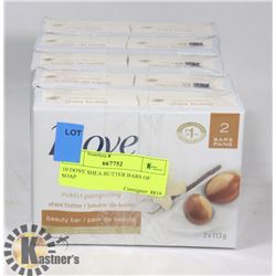 10 DOVE SHEA BUTTER BARS OF SOAP
