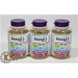 LOT OF 3 WEBBER NATURALS OMEGA 3, 300 SOFT GEL EA