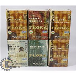 6 BOXES OF FLORA TEA BAGS (16 PER BOX)