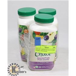 LOT OF 3 ASSORTED FRUITS FIBRE CHOICE, 90 IN EACH