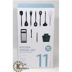 NEW 11PC UTENSIL SET INCLUDES REVOLVING CADDY