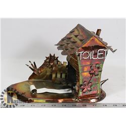 MUSICAL ANIMATED METAL ART OUTHOUSE