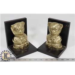 PAIR OF BLACK N BRASS BEAR BOOKENDS