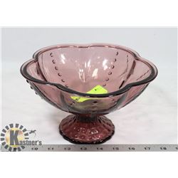 VINTAGE AMETHYST GLASS PEDESTAL DISH