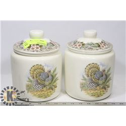 TWO LIDDED CANISTERS