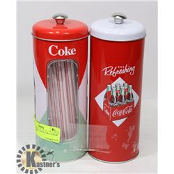 PAIR OF METAL COCA-COLA STRAW DISPENSERS