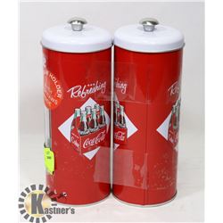 PAIR OF METAL COCA-COLA STRAW DISPENSERS