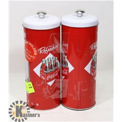 PAIR OF METAL COCA-COLA STRAW DISPENSERS
