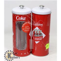 PAIR OF METAL COCA-COLA STRAW DISPENSERS