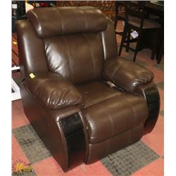 BROWN LEATHERETTE RECLINING CHAIR WITH HEAT &
