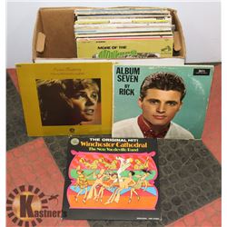BOX OF RECORDS INCLUDING BEATLES, ELVIS, SIMON &