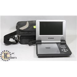 PORTABLE DVD PLAYER WITH TRAVEL CASE.