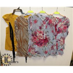 LOT OF NEW WOMENS TOPS - 2 MEDIUM AND 2 SMALL.