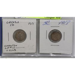 1917, 1918 GV SILVER 5 CENTS