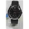 NEW EMPORIO ARMANI BLACK FACE LEATHER STRAP WATCH