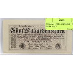 GERMAN 1 MILLION MARK 1923 BANK NOTE