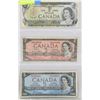 Image 1 : LOT OF 3 CANADIAN BANK NOTES, 1954- $5, 1973 $1,