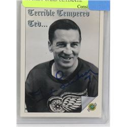 AUTOGRAPHED TED LINDSAY HOCKEY CARD ULTIMATE