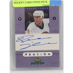 AUTOGRAPHED TREVOR LINDEN HOCKEY CARD UPPER DECK