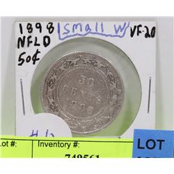 1898 NEWFOUNDLAND SILVER 50 CENT COIN