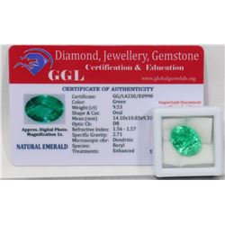 #64-GENUINE GREEN EMERALD GEMSTONE  9.52CT
