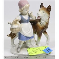 FINE PORCELAIN LITTLE GIRL, AND DOG FIGURE