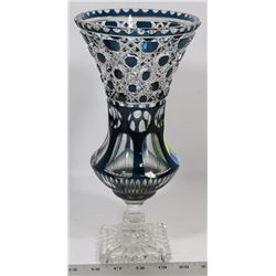 COLOURED CRYSTAL VASE 12" TALL HEAVY