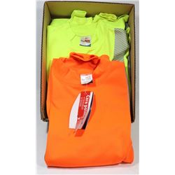 BOX W/4 HIGH-VIS WORK SHIRTS, SIZES M & L -